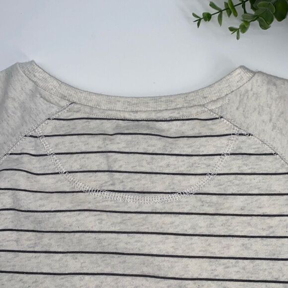 Howe No 65 Striped Crew Sweatshirt Cotton Side Zip‎ Cream Grey M Unisex - Picture 11 of 16